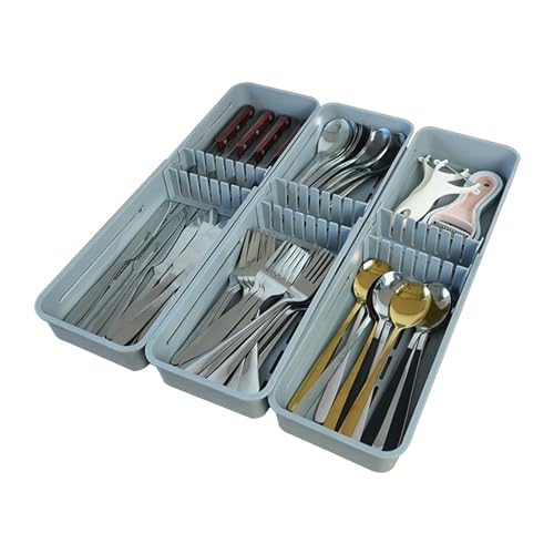 Organizer per posate, cassetti, organizer per utensili da cucina, 3 in 1, organizer per coltelli, organizer per cassetti, cassetto da cucina per casa, hotel, scuola