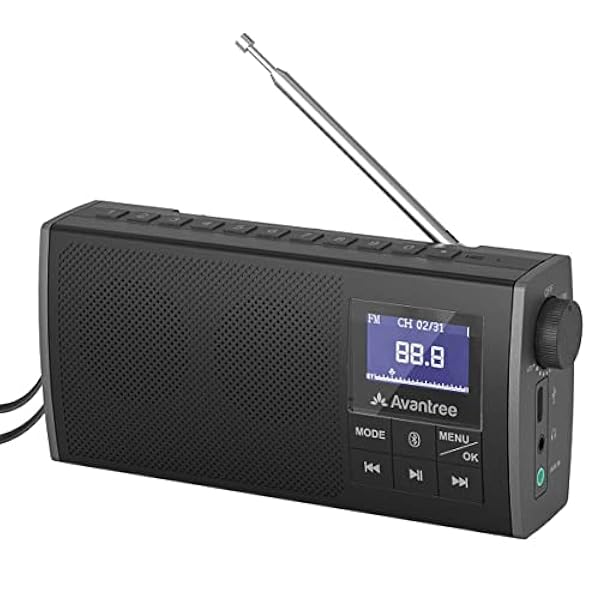 Avantree Soundbyte 860s Portatile Radio FM con Altoparlante Bluetooth 5.0, Lettore MP3 e SD, 3 in 1, Potente 6W, Auto Scansione & Memorizzazione, Batteria Ricaricabile 8H, Radiolina Piccola Esterno