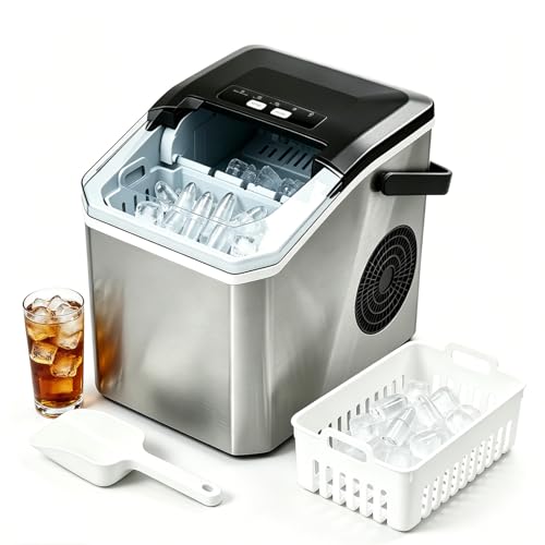Fabricadora de hielo silenciosa con asas y tanque 1.5L miniatura 1