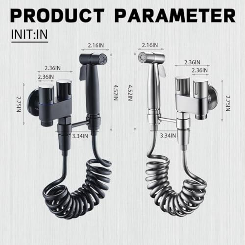 Toilet Faucet Splitter 2-Way Double Faucet Adapter, Jarler Handheld 1-in-2-Out Dual Control Valve Bidet Sprayer, Stainless Steel & Brass, Black, Bathroom Accessory (Silver) - Thumbnail 2