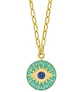 Obidos 14k Altın Kaplamalı K&ouml;t&uuml; G&ouml;z Kolye Kadınlar i&ccedil;in 18-20 in&ccedil;, yuvarlak daire disk minimalist...