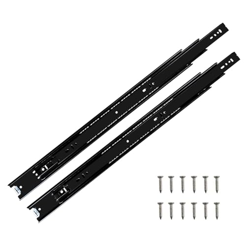 Image of Volo Heavy Duty Drawer Slides, Full Extension Ball Bearing Runners | Pack of 2 Piece | Channels for Kitchen Cabinets, Wardrobes, and Dressers (Black Mild Steel, 20 Inch)
