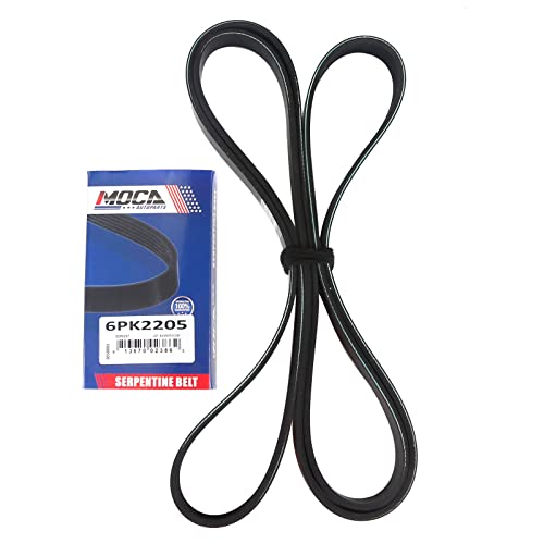 Image of MOCA 6PK2205 EPDM Serpentine Belt for 03-05 GMC Safari & Chevy Express 2500 4.3L & 10-12 Ford Fusion 2.5L & 04-07 Jeep Grand Cherokee 4.7L