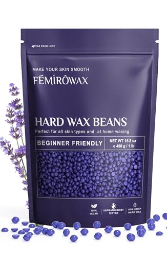Wax Beads, FEMIROWAX 1lb Hard Wax Beans for Hair Removal Sensitive Skin with Lavender Formula Waxing