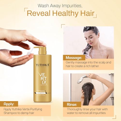 Image of Yuthika Professional Vertix Hydrolyzed Keratin Purifying Shampoo for All Hair Types 1000ml I Deep Cleansing, Removes Dirt, Impurities & Strengthens