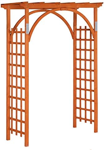 VINGLI 85in Wooden Arbor, Wedding Arch for Ceremony, Wood Trellis for Plant Climbing, Christmas Decor Pergola for Garden Backyard, Lawn (Teak)