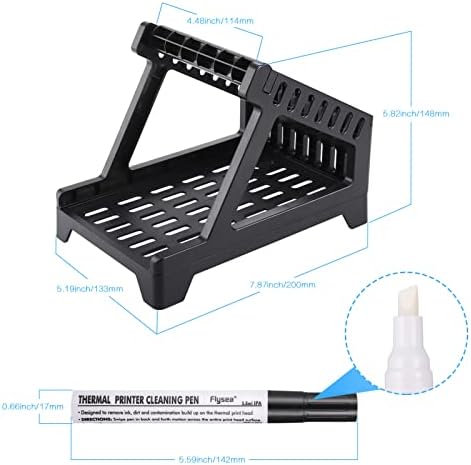 Label Holder for Thermal Label Roll and Fanfold Labels, Label Dispenser for 6x4 Labels, Thermal Label Printer Accessory, with Cleaning Pen, Thermal Label Holder for Desktop Label Printer (Black)