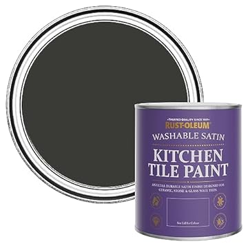 Rust-Oleum Black Water-Resistant Kitchen Tile Paint in Satin Finish - Dark Magic 750ml