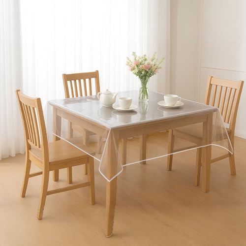 Tovaglia PVC Trasparente 140x140 cm Quadrata | Elegante Tovaglia Plastificata Impermeabile Lavabile Antimacchia per Tavolo Cucina, Esterni, Giardino – Protezione in PVC Resistente 3283404