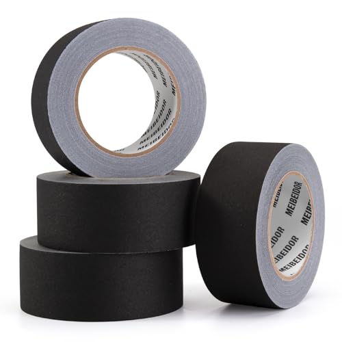 Image of Gaffers Tape 4 Pack, Black Gaff Tape 2 Inches x 30 Yards Heavy Duty, Matte Gaff Stage Non-Reflective No Residue Waterproof, Gaffing Gaf for Photography Filming