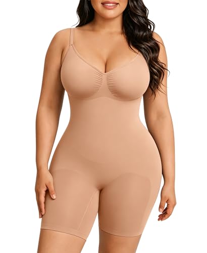 FeelinGirl Shapewear Bodysuit for Women Tummy Control Faja Shaper Seamless Hip Enhancer Thigh Slimmer Body Shaper Nude 3XL/4XL