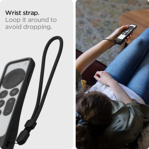 Spigen for Apple TV Siri Remote Case 4th/3rd/2nd Gen, Silicone Fit | For 2026/2022/2021, Anti-Slip, Shockproof, Compatible with AirTag, Wrist Strap, Slim, lightweight, Protective - Black - image 6