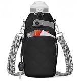 SYTRAH Water Bottle Bag Crossbody，Insulated Water Bottle Purse Crossbody Carrier Bag with Strap 40 oz, Sling Bag for Walking Hiking Black