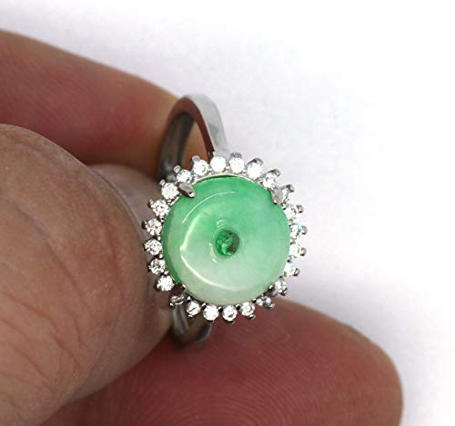 Image of Type A Certified Natural Jadeite Jade 925 silver Inlay Ring Series