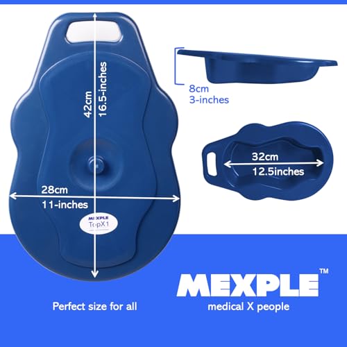 Image of MEXPLE TopX1 2in1 Unisex Polypropylene Bedpan with Lid | For Men & Women | Large, Thick & Stable Bedpan | for Bedridden Patients - Weight Capacity upto 100kg - Blue