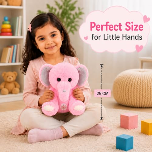 Image of Chi-Chimpu Toyss Pink Sitting Elephant Soft Toy 25cm for Kids & Baby