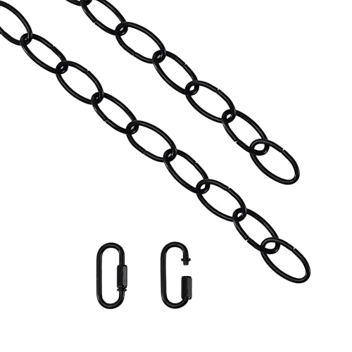 Mr.Color Chaîne de lampe de rechange noire de 161,9 cm – Chaîne de suspension en métal avec 2 connecteurs à vis filetés, lien en fer pour lampes suspendues et lustres, 1 pièce