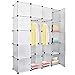 EINFEBEN 20 kostek DIY system regałowy szafa na ubrania otwarta z tworzywa sztucznego garderoba z drzwiami szafa garderobiana biała 180 x 142 x 37 cm