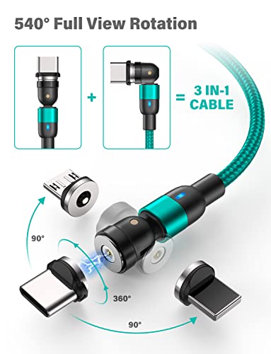 Melonboy Magnetic Charging Cable 4-Pack(3.3Ft/3.3Ft/6.6Ft/6.6Ft)/540° Rotating Magnetic Usb C Charger Cable With Led/Micro Usb Charging Cable/Magnetic Phone Charger Cord-Nylon Braided For More Devices #TOP1