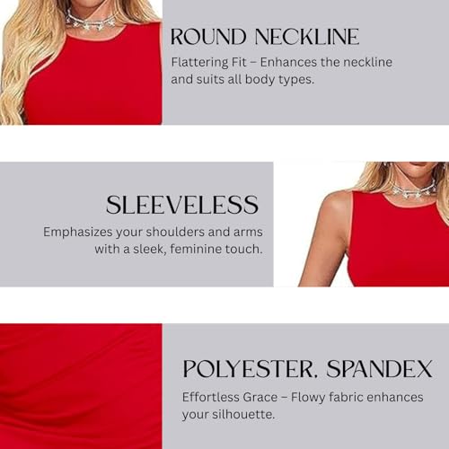 Image of LONDON BELLY Women's Solid Pattern Polyester Blend Bodycon Mini Dress with Drawstring Fitted Closure Type Round Neck and Sleeveless Thigh Length | One Piece Dresses for Women