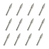KURUGEILI 12 Stück Bogenschießen Feldpunkte 80 Korn Edelstahl Praxis Pfeilspitzen Einsetzpunkte Bogenschießen Kugelpunkte für ID 4,2 mm Pfeilwelle