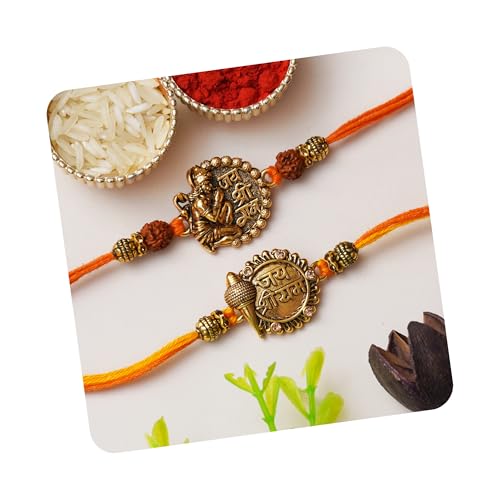 Image of eCraftIndia Set of 2 Purple Floral & Pearl Designer Rakhis with Roli Chawal Pack