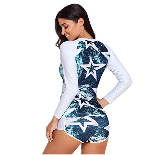 Iusun Women \'s Two Piece Wetsuit Swimwear Super Stretch Rash Guard Top Long Sleeve UV Sun Protection UPF50+ Swimsuit for Swimming/Scuba Diving/Snorkeling/Surfing/Wading - Thumbnail 4