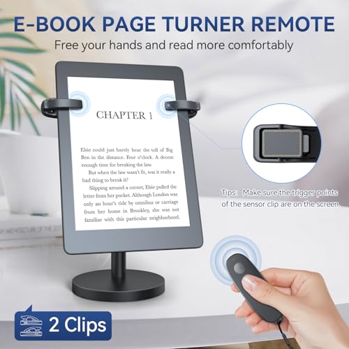 [2 Clips] RF Remote Control Page Turner for Kindle Paperwhite Controller Clicker for Kindle Oasis Kobo eReaders iPad Android Tablets Reading Novels, Reading Accessories for Kindle, Two-Clip Version - Thumbnail 2