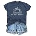 Sulayesh Christian Be The Light Shirts for Women Bible Verse Shirts Jesus Religious Faith Tshirts Inspirational Tees Tops (Navy Blue,M)