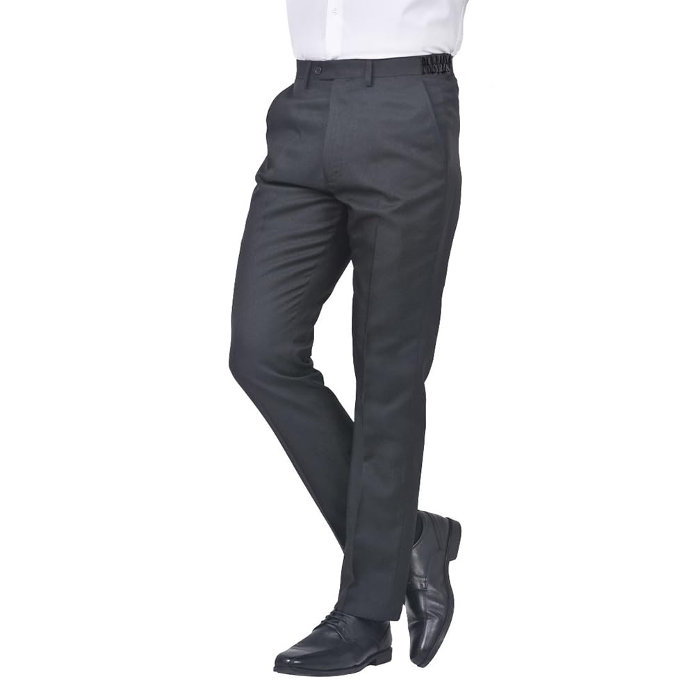 Jolliman Mens Plus Size Trousers Stretch Waist Big & Tall Trousers Pants Lightweight Smart Formal Business Office Waist 44W / 31L Black