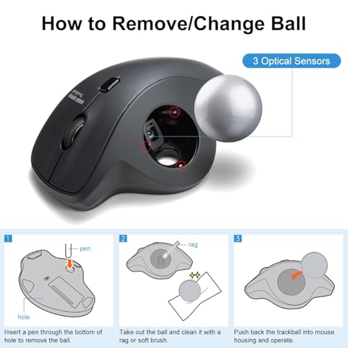 Image of SANWA Small Trackball 34mm /1.34in, Replacement Ball for Logitech M575, M570, MX Ergo, ELECOM, Kensington, Perixx, and Other Compatible Trackball Mice, Glossy Silver