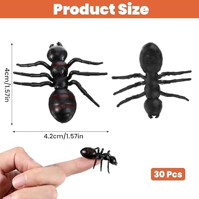 30 Pcs Plastic Ants, 1.6 Black Fake Ants for Party Decorations, Halloween Prank Toys, Practical Jokes, Cake Decorations