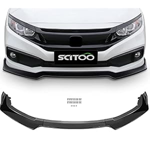 SCITOO 3PCS Black PP Front Bumper Body Kit Spoiler Chin Spoiler Front Bumper Lip Fit for 2016-2020 for Honda Civic
