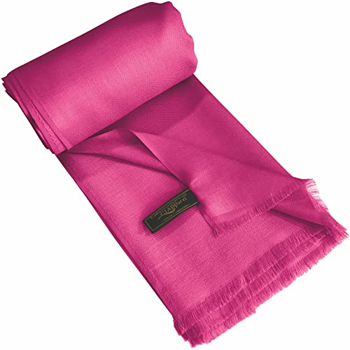 CJ Apparel Bright Pink Hot Pink Solid Color Fringe Design Nepalese Shawl Seconds Scarf Wrap Stole Throw Head Wrap Pashmina Hand Made in Nepal New3