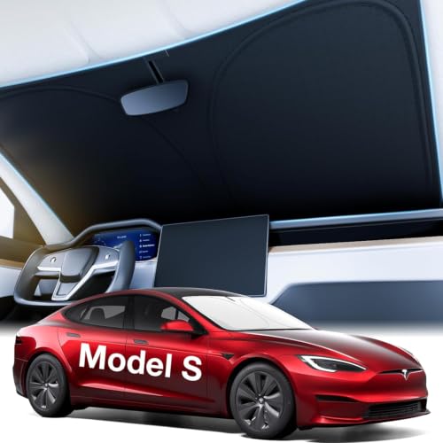 Image of Wigoo for Tesla Model S Windshield Sunshade, Keeps Cool, OEM Design