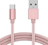 KP TECHNOLOGY Charger For Nothing CMF Buds 2 / CMF Buds 2 Pro/CMF Buds 2a / CMF Buds 2 Plus - Nylon Braided Charging Cable, USB C to USB A Charging Cable (ROSE GOLD, 1M) - Image 1