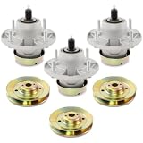3 x AM144377 Deck Spindle&3 x M163464 Deck Spindle Pulley Compatible with John Deere Z425, Z435, Z445 Ztrak Zero Turn Mowers with 48' 54' Deck, Lawn Spindle Assembly, Main Shaft Pulley