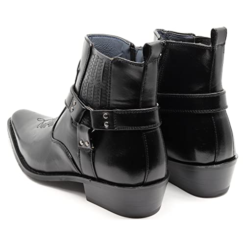 Image of Metrocharm Diego-02 Men's Belt Strap Studded Western Cowboy Boots