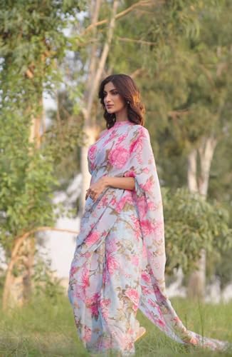 Image of Garden Vareli Floral Print Nara Chiffon Saree