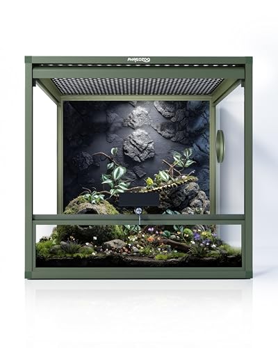 Phailozoo MagicCube 18'' x 18'' x 18'' Reptile Tank with Lock, 24 Gallon Reptile Terrarium with Flip-Up Tempered Glass Door, Top Screen Ventilation for Leopard Gecko - Bottom Not Leakproof