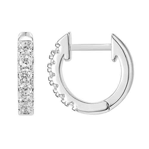 Pavoi 14K White Gold Plated Mid Size Cubic Zirconia Cuff Earrings Huggie Stud #TOP24