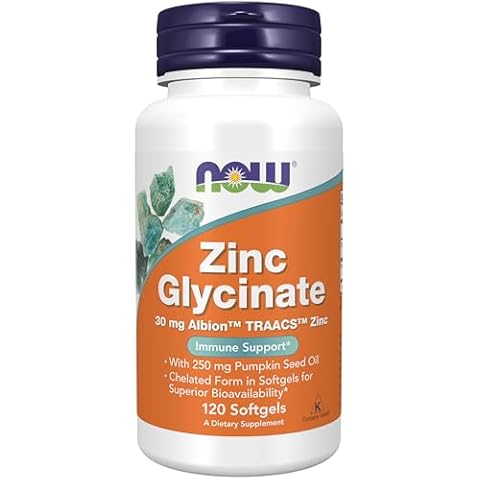NOW Zinc Glycinate with Pumpkin Seed Oil, 120 Softgels Cover