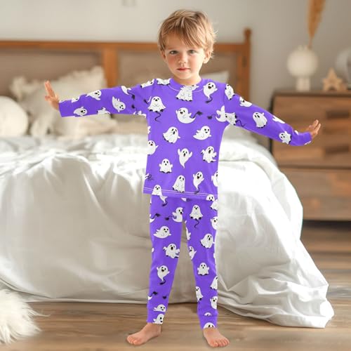 Pajama Sets Long Sleeve Cute Ghosts on Purple Soft Comfy Sleepwear 2 Piece PJS 3-8T 6