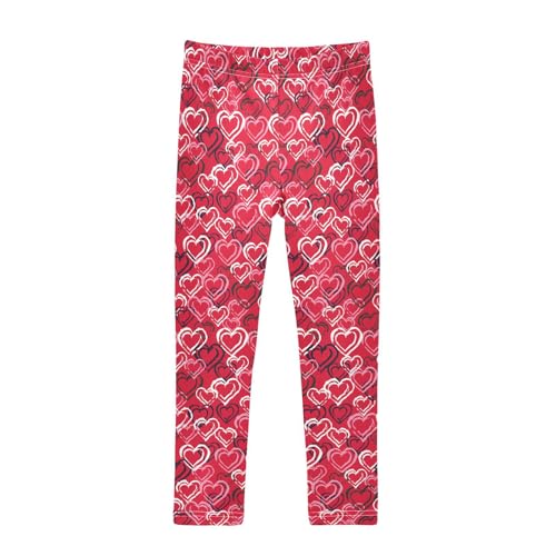 ZZKKO Girls Leggings Valentine's Day Hearts Toddler Girls Clothes Leggings for Girls Toddler Girls Leggings 3-4T
