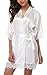 Giova Women's Lace Trim Kimono Robe Nightwear Nightgown Sleepwear Satin Short Robe Cream White Small