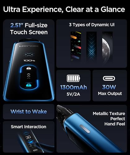 GEEKVAPE Wenax Q Ultra Pod Kit 30W Vape Built in 1300mAh Batterie, mit 3ML Q Pod Cartridge 0.4/0.8ohm E-Zigarette Vaporizer, 2.51 Zoll Full Size Touchscreen, kein Nikotin (Schwarzer Kohlenstoff)
