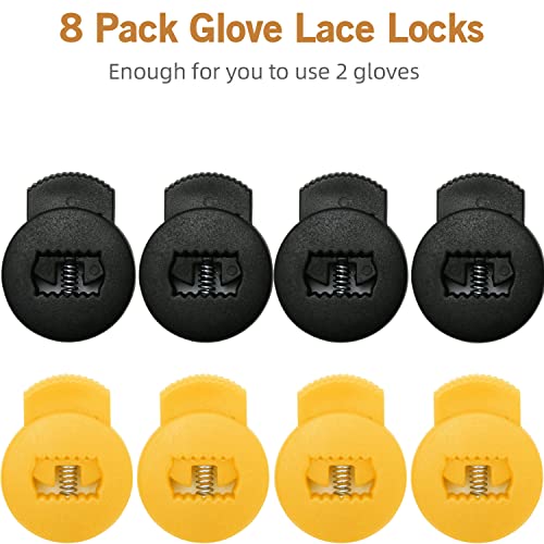 Aliball Glove Locks Baseball, Glove Lace Locks 8 Pack, Never Need Thying Knots Again, Fits All Baseball And Softball Gloves (Black-Yellow) #TOP3