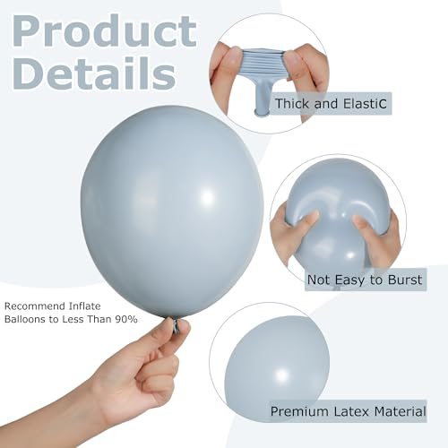 Image of Ouddy Party 129Pcs Dusty Blue Balloon Arch Garland Kit in 18 12 10 5 Inch