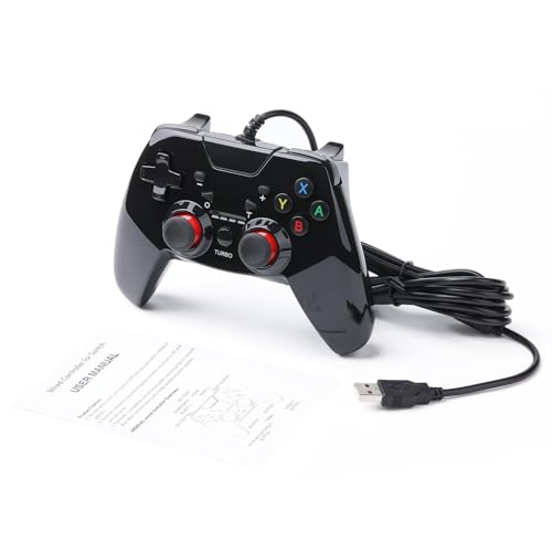 Image of UKELALA Wired USB Gaming Controller Gamepad Joystick for PC Laptop Computer (Windows XP /7 /8 /10 /11) & PS3 & Android & Steam Black