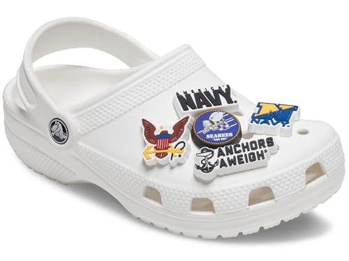 Image of Crocs Unisex's Jibbitz Military Shoe Charms for Adults, US Navy, 5 Pack